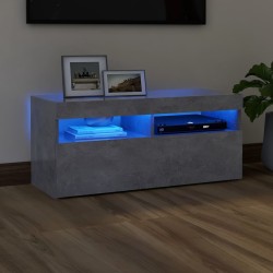 vidaXL Mueble de TV con luces LED gris hormigón 90x35x40 cm