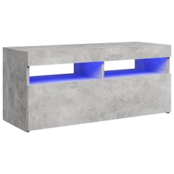 vidaXL Mueble de TV con luces LED gris hormigón 90x35x40 cm