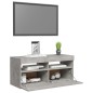 vidaXL Mueble de TV con luces LED gris hormigón 90x35x40 cm