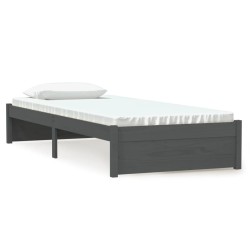 vidaXL Estructura de cama individual madera maciza gris 2FT6 75x190 cm