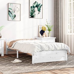 vidaXL Estructura de cama individual madera maciza blanca 90x190 cm