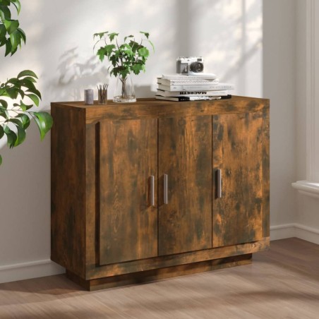 vidaXL Aparador madera contrachapada color roble ahumado 92x35x75 cm
