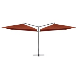 vidaXL Sombrilla doble de jardín palo de acero terracota 250x250 cm 