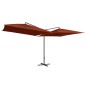 vidaXL Sombrilla doble de jardín palo de acero terracota 250x250 cm 