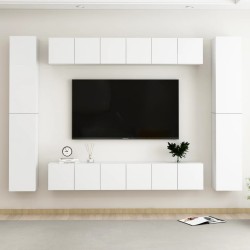 vidaXL Set de muebles de salón TV 10 pzas madera de ingeniería blanco