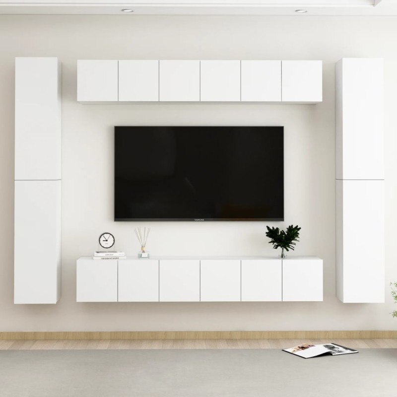 vidaXL Set de muebles de salón TV 10 pzas madera de ingeniería blanco