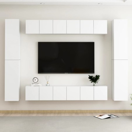 vidaXL Set de muebles de salón TV 10 pzas madera de ingeniería blanco
