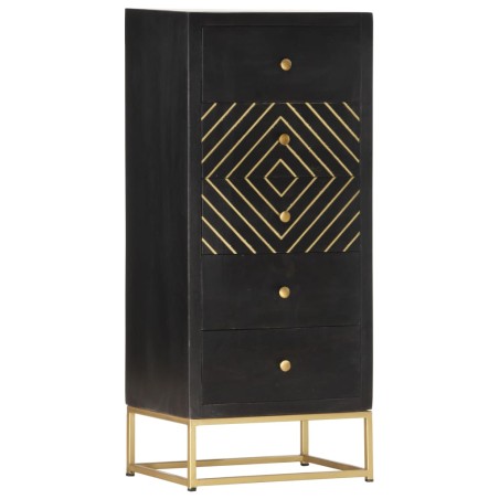 vidaXL Cajonera de madera maciza de mango negro y dorado 45x30x105 cm
