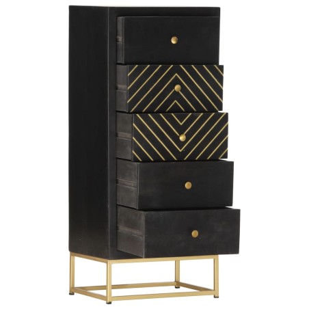 vidaXL Cajonera de madera maciza de mango negro y dorado 45x30x105 cm