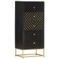 vidaXL Cajonera de madera maciza de mango negro y dorado 45x30x105 cm vidaXL Cajonera de madera maciza de mango negro y dorado 45x30x105 cm
