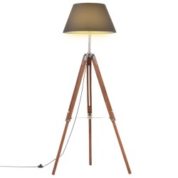 vidaXL Lámpara de trípode madera maciza de teca marrón y negro 141 cm