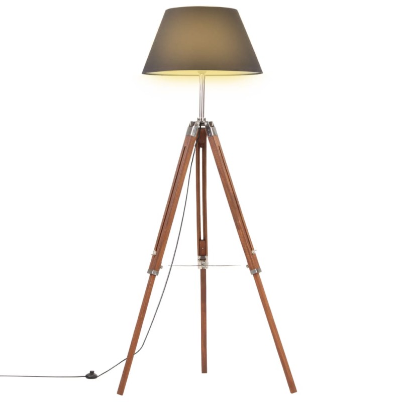vidaXL Lámpara de trípode madera maciza de teca marrón y negro 141 cm vidaXL Lámpara de trípode madera maciza de teca marrón y negro 141 cm