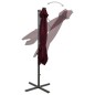 vidaXL Sombrilla voladiza con poste y luces LED burdeos 300 cm vidaXL Sombrilla voladiza con poste y luces LED burdeos 300 cm