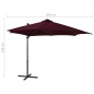vidaXL Sombrilla voladiza con poste y luces LED burdeos 300 cm vidaXL Sombrilla voladiza con poste y luces LED burdeos 300 cm