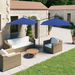 vidaXL Sombrilla doble con poste de acero azul 600x300 cm