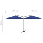 vidaXL Sombrilla doble con poste de acero azul 600x300 cm vidaXL Sombrilla doble con poste de acero azul 600x300 cm