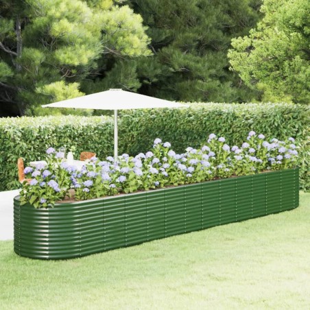 vidaXL Jardinera arriate acero recubrimiento polvo verde 554x100x68 cm