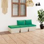 vidaXL Muebles de jardín de palets 3 pzas y cojines madera de abeto vidaXL Muebles de jardín de palets 3 pzas y cojines madera de abeto