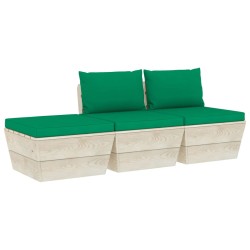 vidaXL Muebles de jardín de palets 3 pzas y cojines madera de abeto 
