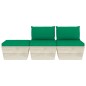 vidaXL Muebles de jardín de palets 3 pzas y cojines madera de abeto vidaXL Muebles de jardín de palets 3 pzas y cojines madera de abeto