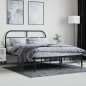 vidaXL Estructura de cama con cabecero metal negro 150x200 cm vidaXL Estructura de cama con cabecero metal negro 150x200 cm