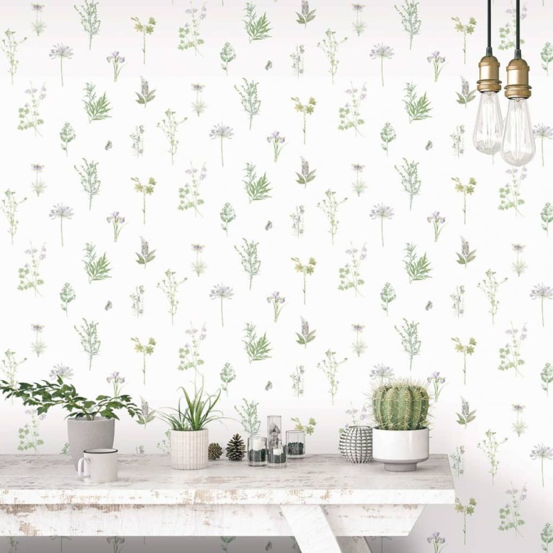 Noordwand Papel de pared Evergreen Herbs and Flowers blanco Noordwand Papel de pared Evergreen Herbs and Flowers blanco