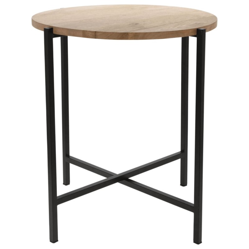 Ambiance Mesa auxiliar redonda de madera y metal 45 cm Ambiance Mesa auxiliar redonda de madera y metal 45 cm