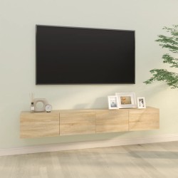 vidaXL Mueble TV de pared 2 uds madera contrachapada roble 100x30x30cm