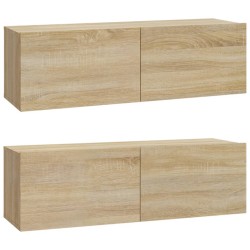 vidaXL Mueble TV de pared 2 uds madera contrachapada roble 100x30x30cm