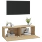 vidaXL Mueble TV de pared 2 uds madera contrachapada roble 100x30x30cm
