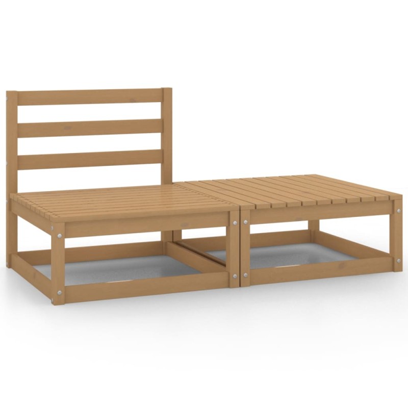 vidaXL Muebles de jardín 2 piezas marrón miel madera maciza de pino