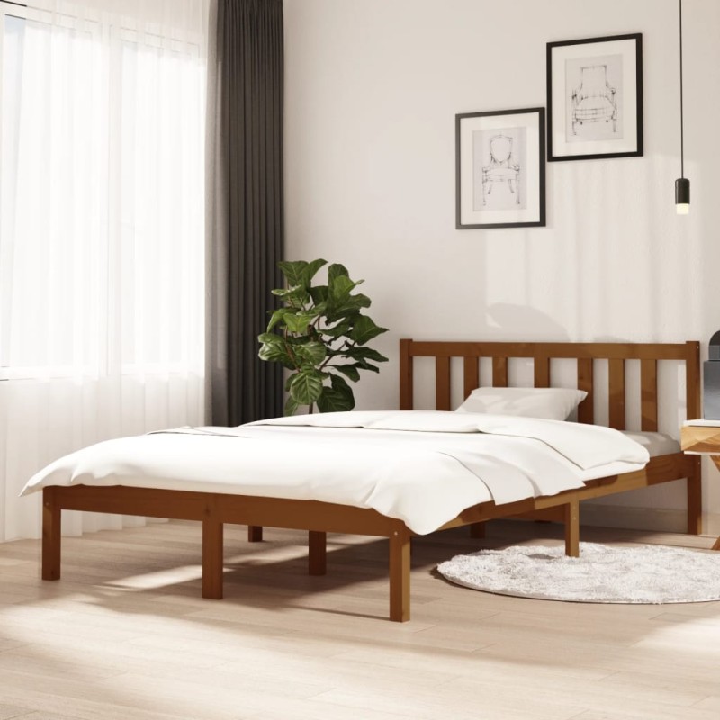 vidaXL Estructura de cama madera maciza marrón miel 120x200 cm vidaXL Estructura de cama madera maciza marrón miel 120x200 cm