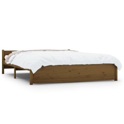 vidaXL Estructura de cama king madera maciza marrón miel 150x200 cm