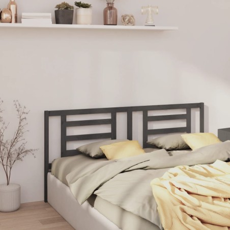vidaXL Cabecero de cama madera maciza de pino gris 186x4x100 cm