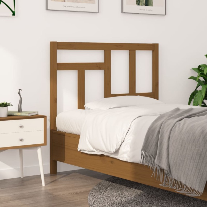 vidaXL Cabecero de cama madera maciza pino marrón miel 105,5x4x100 cm vidaXL Cabecero de cama madera maciza pino marrón miel 105,5x4x100 cm