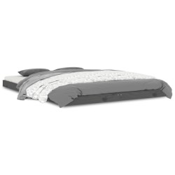vidaXL Estructura de cama madera maciza de pino gris 135x190 cm