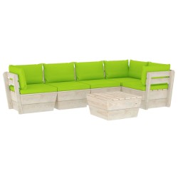 vidaXL Muebles de jardín de palets 6 piezas y cojines madera de abeto 