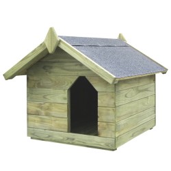 vidaXL Casa de perro de jardín tejado abierto madera pino impregnada