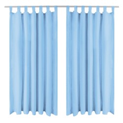 vidaXL Cortinas de micro-raso con bucles 2 unidades 140x225cm turquesa