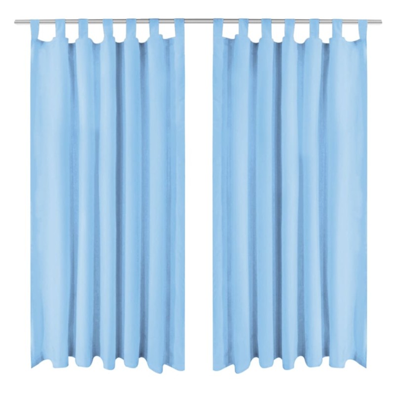 vidaXL Cortinas de micro-raso con bucles 2 unidades 140x225cm turquesa vidaXL Cortinas de micro-raso con bucles 2 unidades 140x225cm turquesa