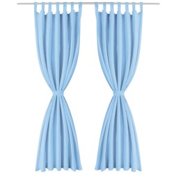 vidaXL Cortinas de micro-raso con bucles 2 unidades 140x225cm turquesa