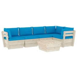 vidaXL Muebles de jardín de palets 6 piezas y cojines madera de abeto 