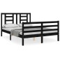vidaXL Estructura cama de matrimonio con cabecero madera maciza negro vidaXL Estructura cama de matrimonio con cabecero madera maciza negro