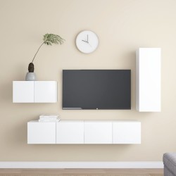 vidaXL Set de muebles de salón TV 4 piezas madera de ingeniería blanco