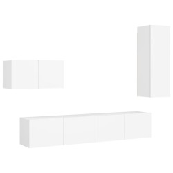 vidaXL Set de muebles de salón TV 4 piezas madera de ingeniería blanco