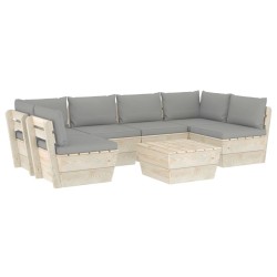vidaXL Muebles de jardín de palets 7 piezas y cojines madera de abeto 