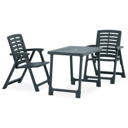 vidaXL Mesa y sillas de bistró plegables 3 piezas plástico verde