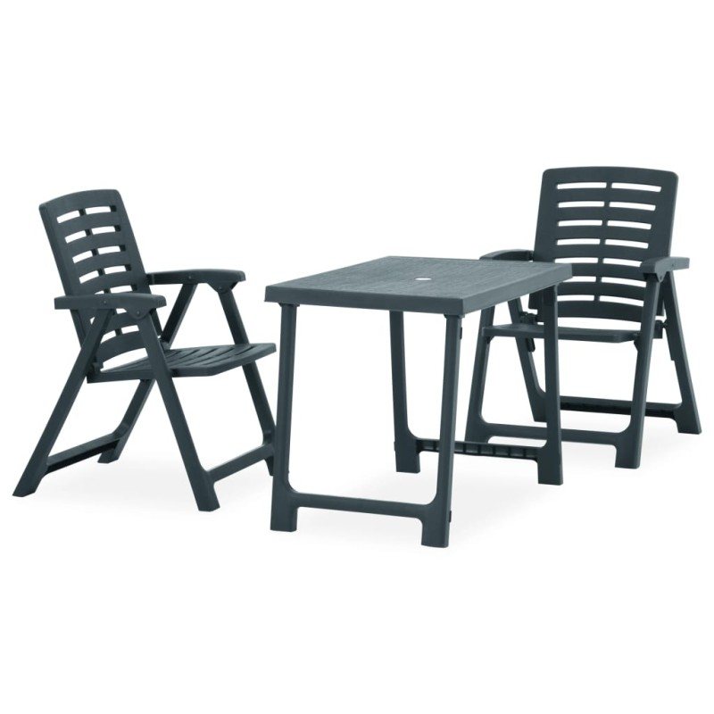 vidaXL Mesa y sillas de bistró plegables 3 piezas plástico verde vidaXL Mesa y sillas de bistró plegables 3 piezas plástico verde