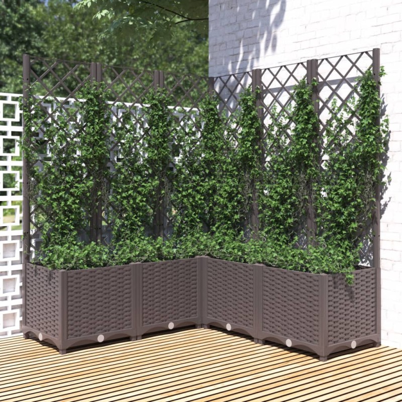 vidaXL Jardinera con enrejado PP marrón 120x120x136 cm vidaXL Jardinera con enrejado PP marrón 120x120x136 cm