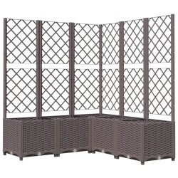 vidaXL Jardinera con enrejado PP marrón 120x120x136 cm